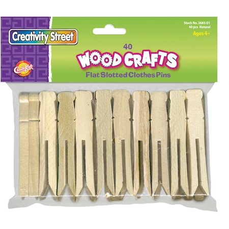Creativity Street Wood Flat-Slotted Clothespins Natural PAC368501